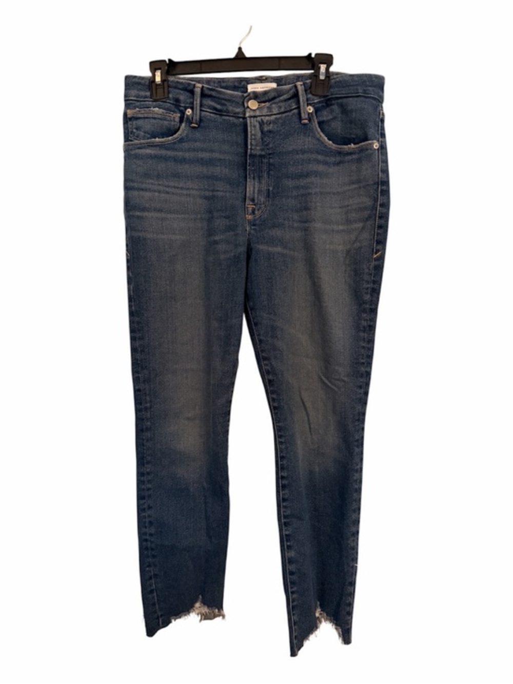GOOD AMERICAN 10/30 Good Legs Cigarette Jeans Blue Chewed Hem